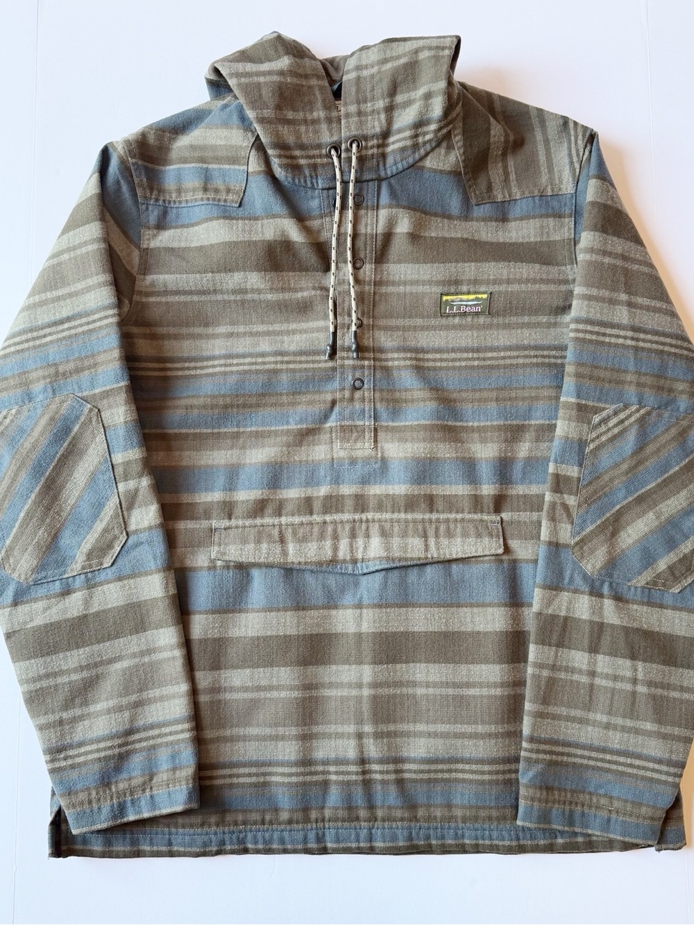 L.L.Bean Men's Katahdin Performance Flannel Anorak blue/tan/brown Medium